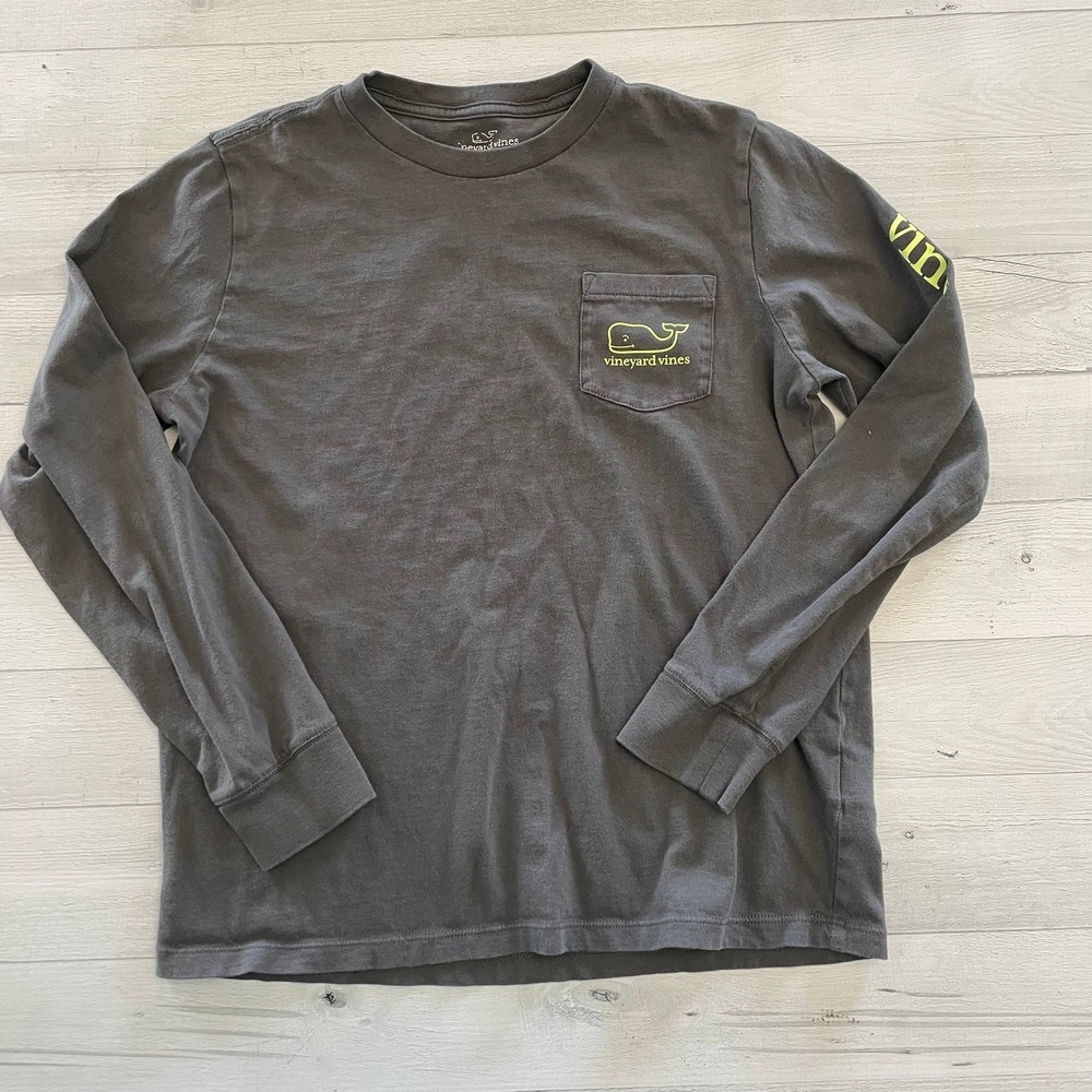vineyard vines kids grey long sleeve shirt youth large 16